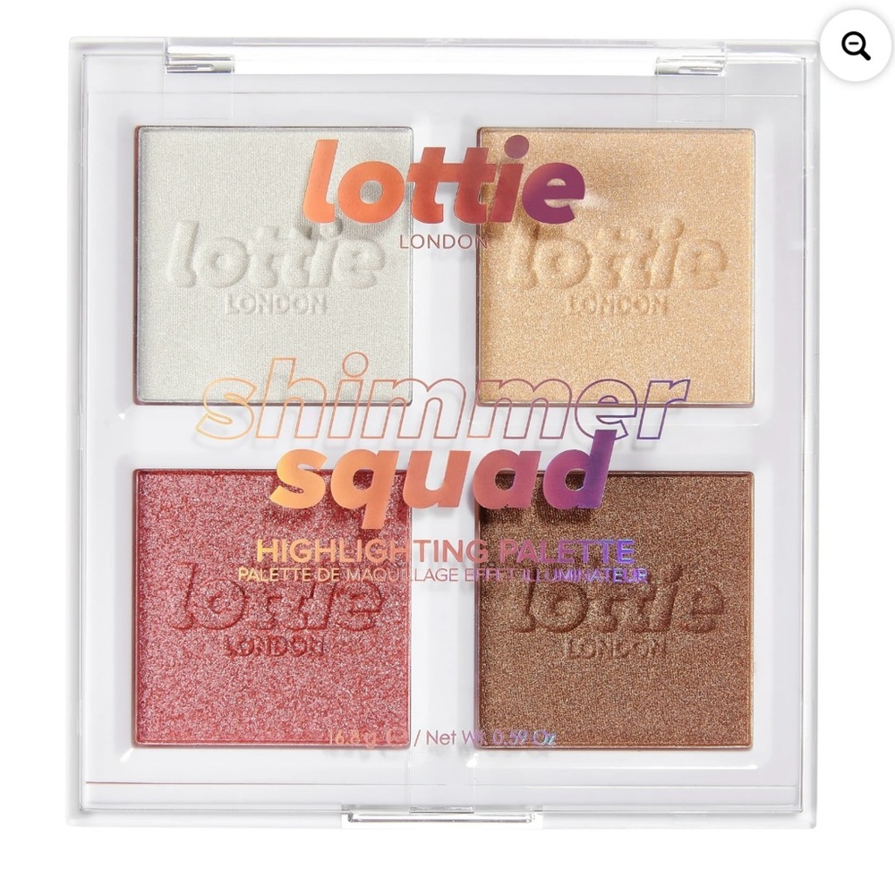 Lottie London Shimmer Squad, 4 Pan face Highlighting Palette, Glowburst